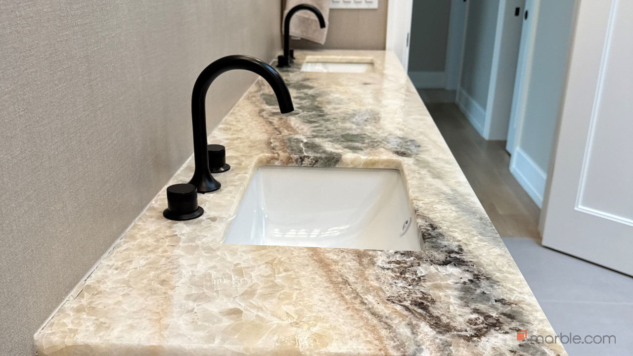 Airis Luxurious Bathroom with Medusa Quartzite | Marble.com