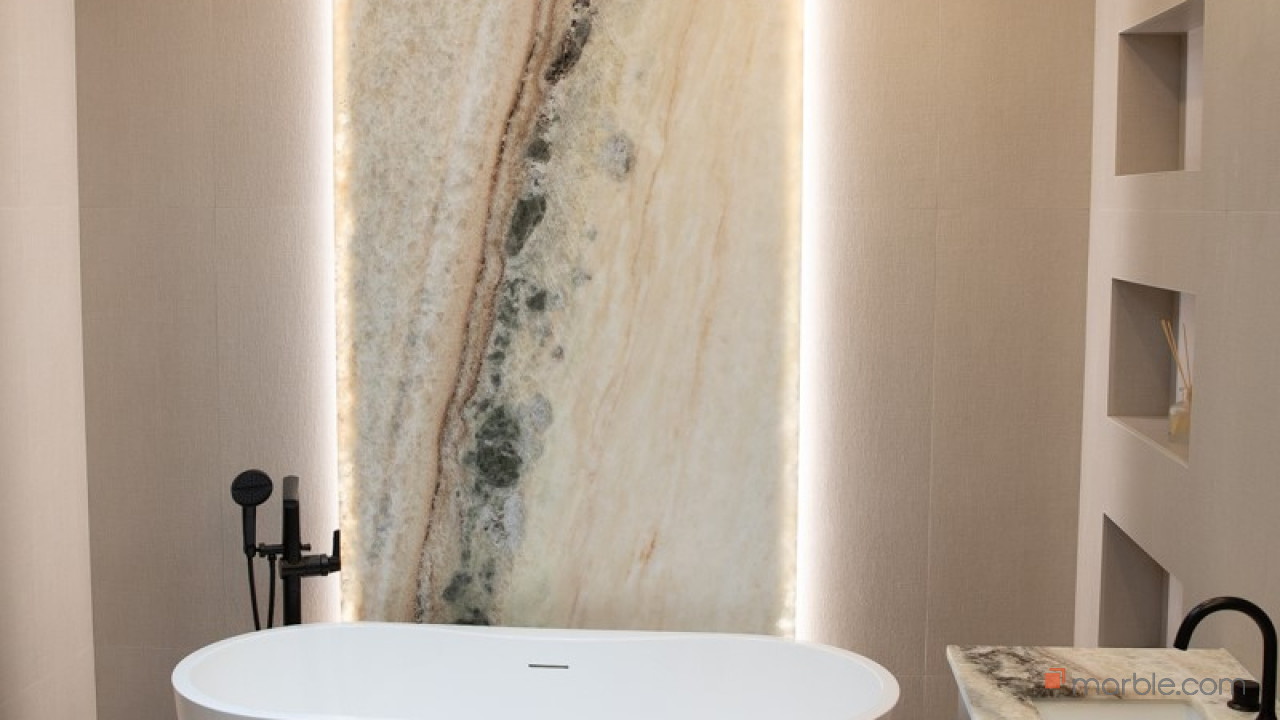 Airis Luxurious Bathroom with Medusa Quartzite | Marble.com