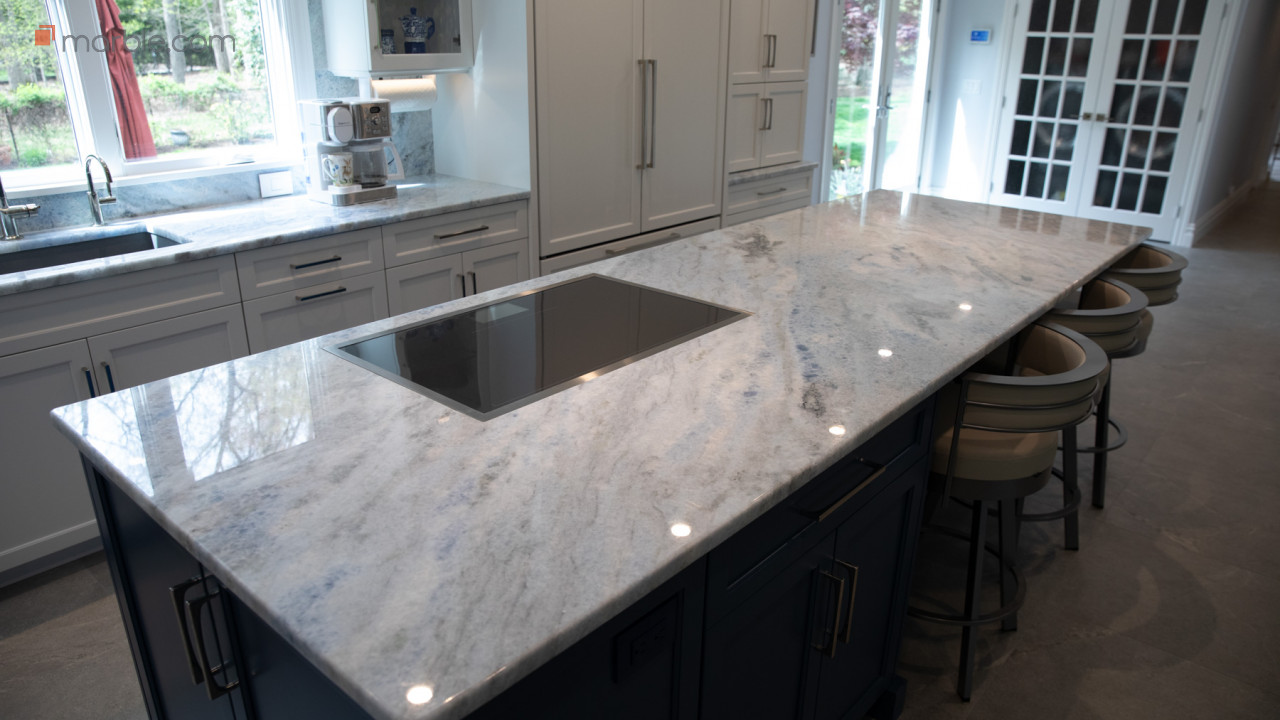 Ardella Cristallo Azul Quartzite Kitchen | Marble.com