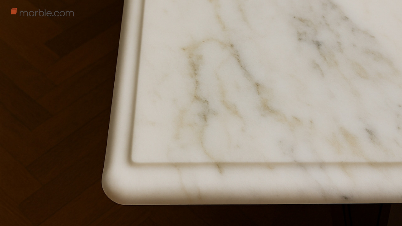 Golden Elegance Kitchen – Calacatta Gold Marble