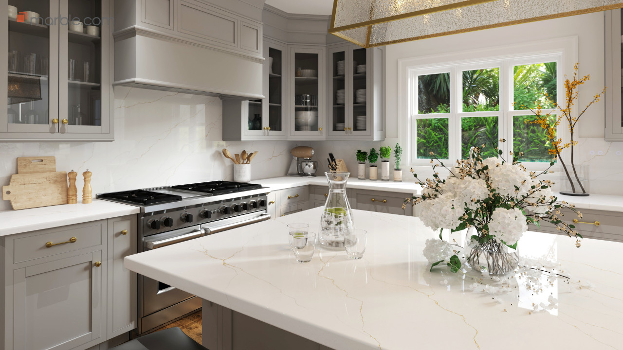 Alphina Quartz Kitchen Countertop | Marble.com