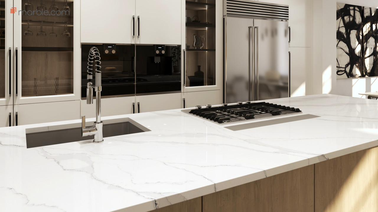 Calacatta Genesis Quartz Kitchen | Marble.com