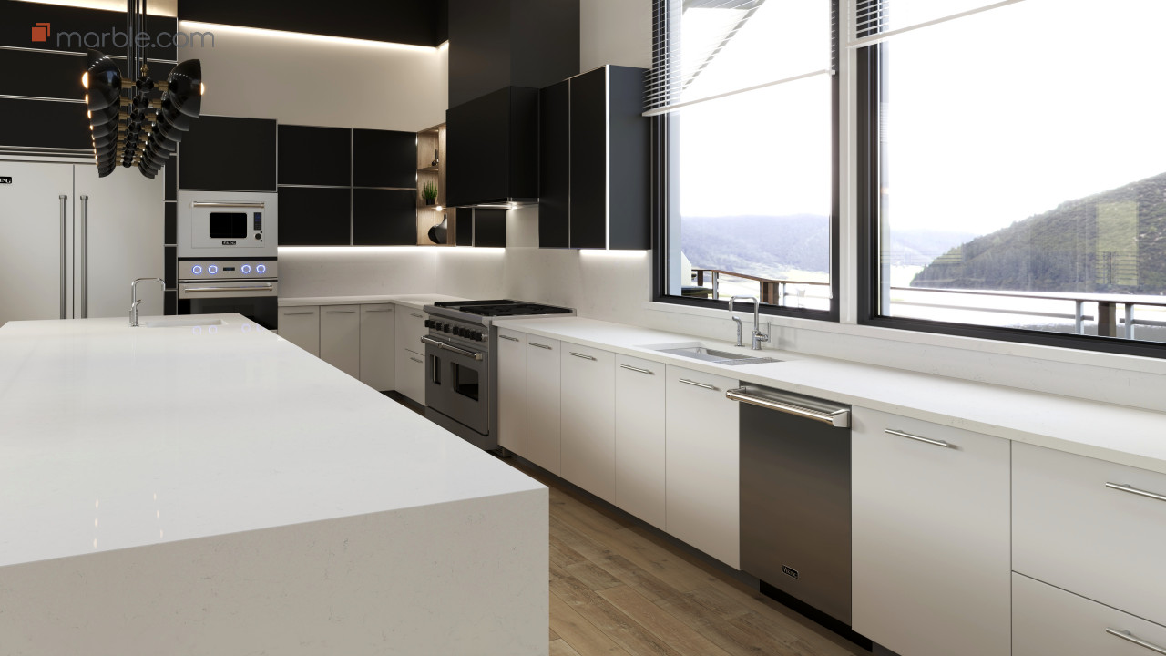 Carrara Quartz Kitchen Countertop | Marble.com