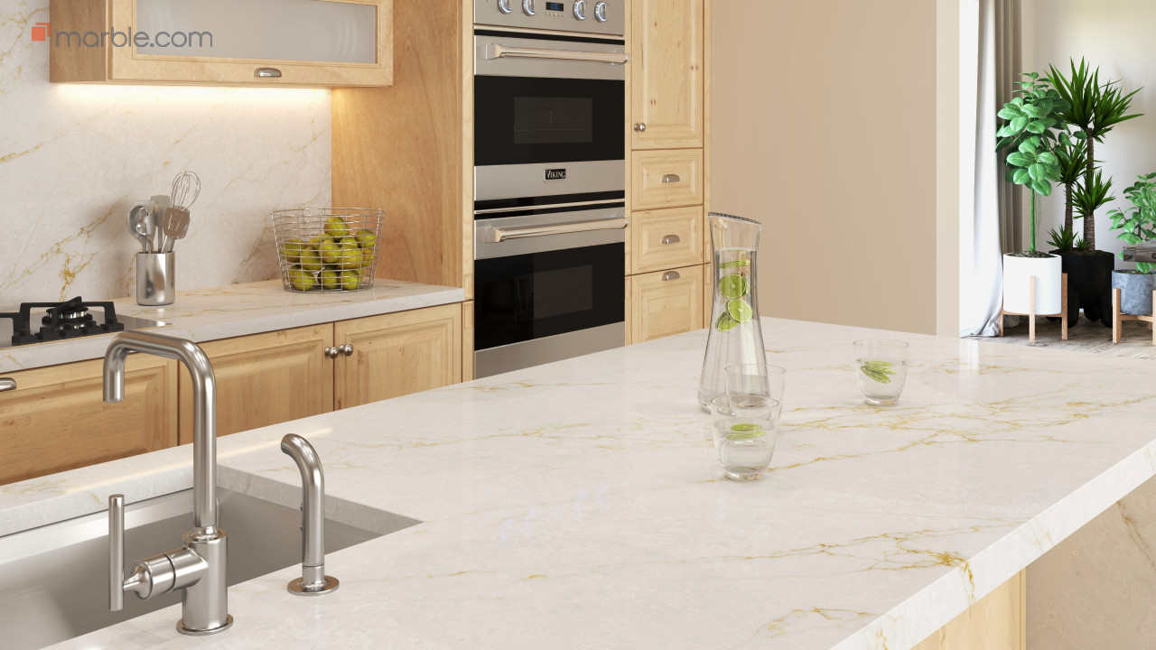 Dolomite Gold Quartz Kitchen | Marble.com