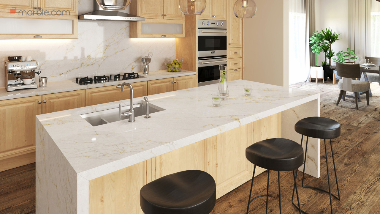 Dolomite Gold Quartz Kitchen | Marble.com