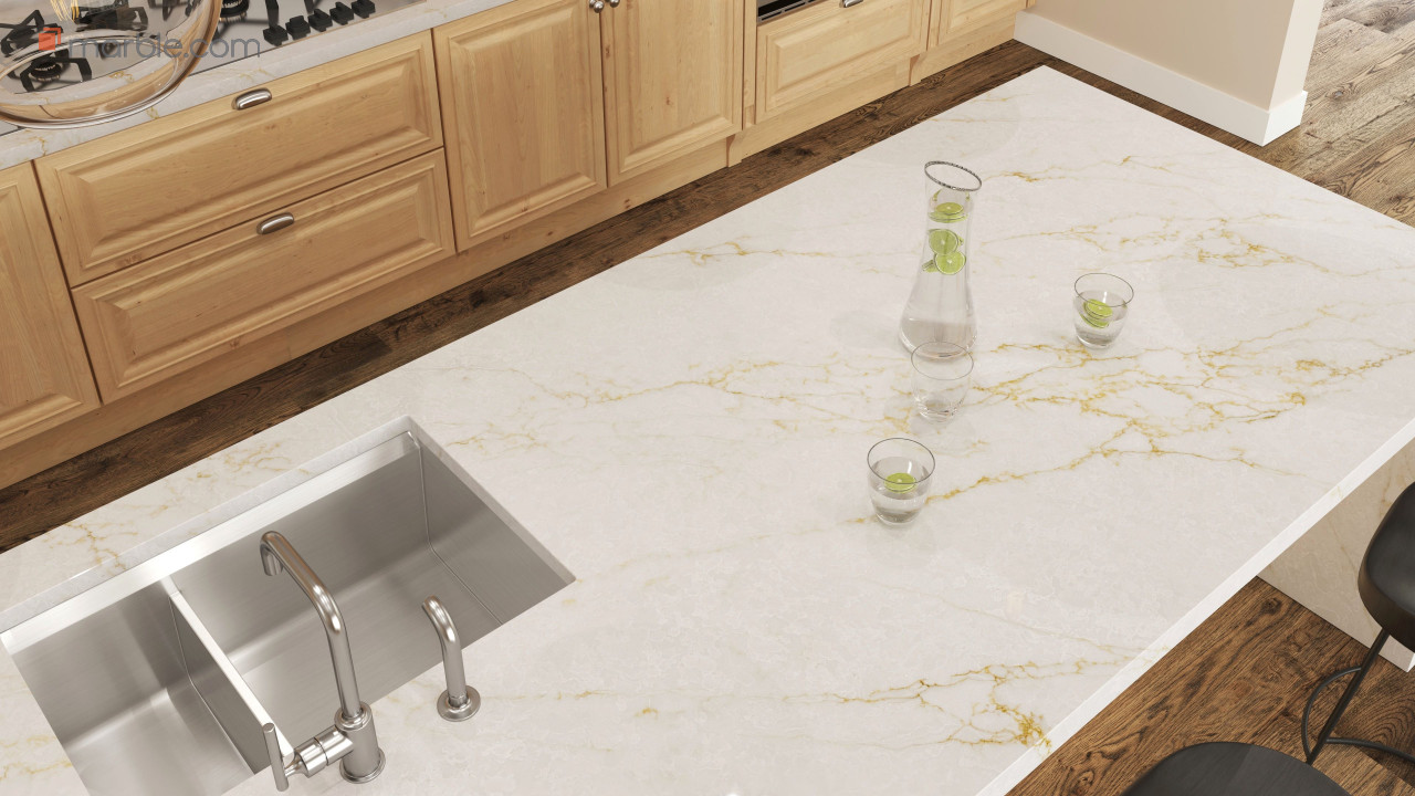 Dolomite Gold Quartz Kitchen | Marble.com