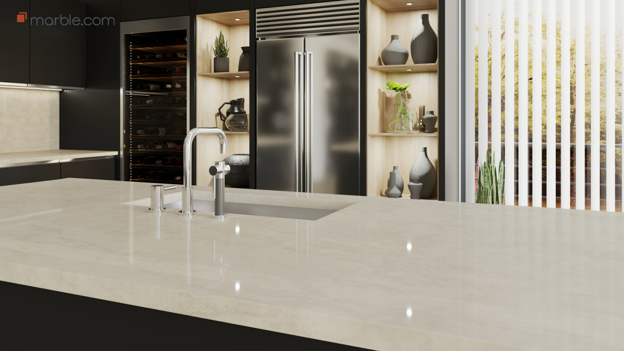 Taj Mahal Quartz Kitchen Countertop | Marble.com