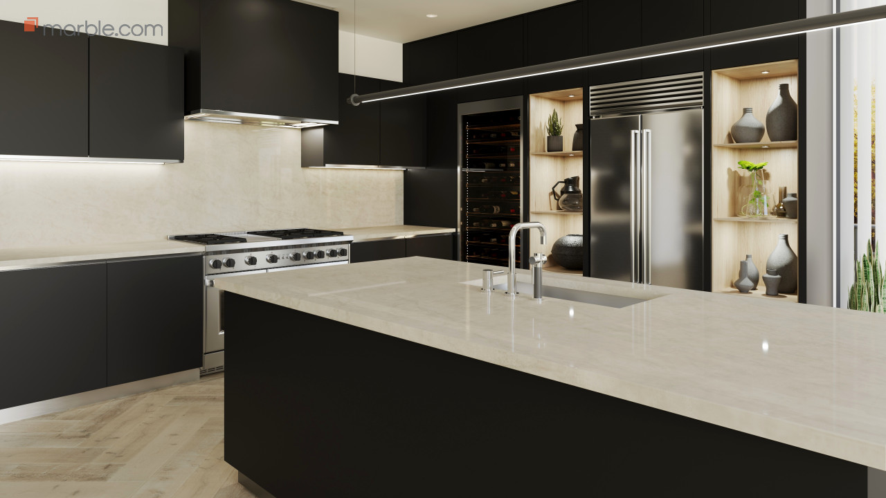 Taj Mahal Quartz Kitchen Countertop | Marble.com